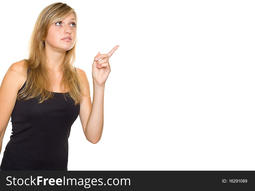 Close-up of a young woman showing thumbs up. Lots of copyspace and room for text on this isolate