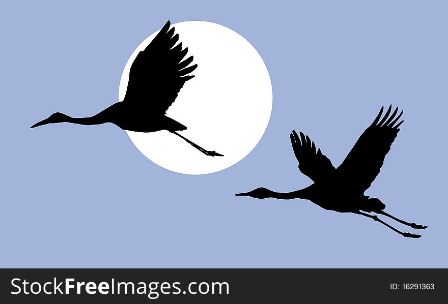 Vector illustration of the cranes