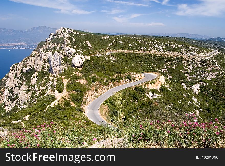 Section of the route of the Crêtes near the Cap Canaille. Section of the route of the Crêtes near the Cap Canaille