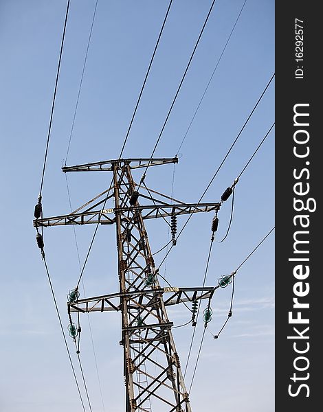 Telephone Pole towards blue sky