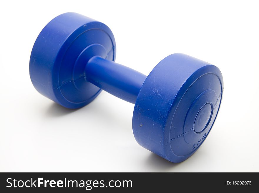 Blue dumbbell with three kilograms of weight