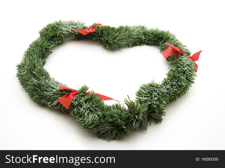 Fir branches to the heart shaped. Fir branches to the heart shaped