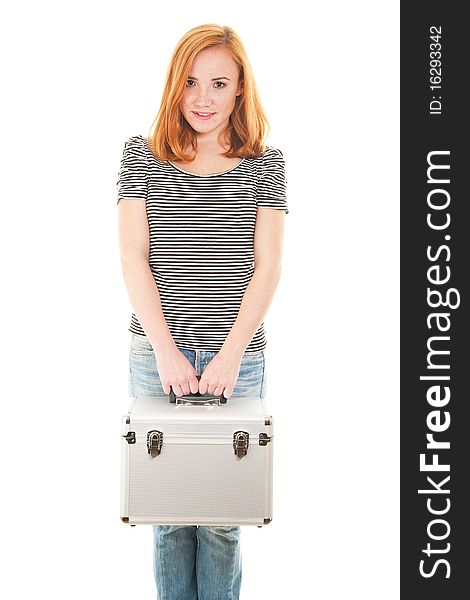 Redhead Girl With Plastic Case