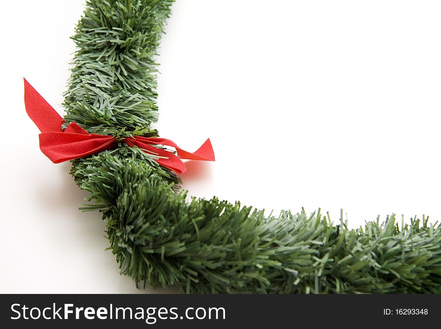 Fir branches with red bow