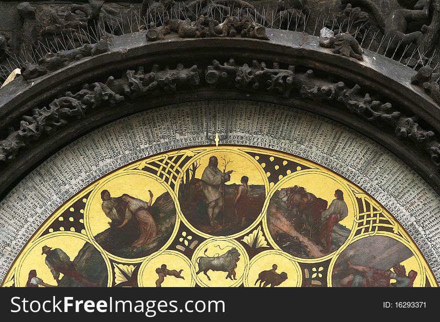 Detail of astronomical clock in Prague. Detail of astronomical clock in Prague