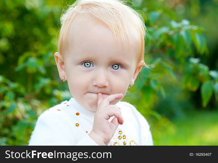 Sweet baby girl at park