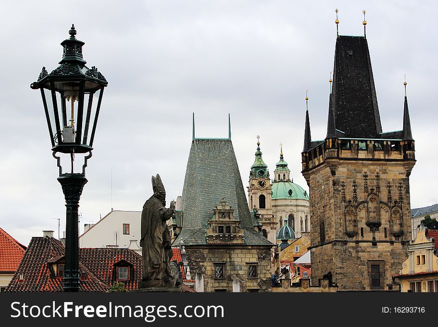 Roofs and light on Charles bridge. Roofs and light on Charles bridge