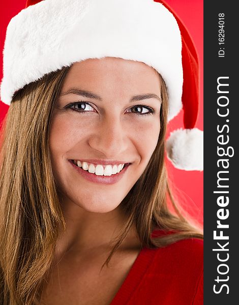 Close-up of a beautiful and sweet Santa Girl. Close-up of a beautiful and sweet Santa Girl