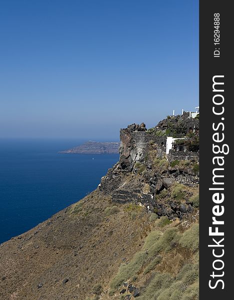 Gorgeous view of romantic Santorini's coast. Greece.