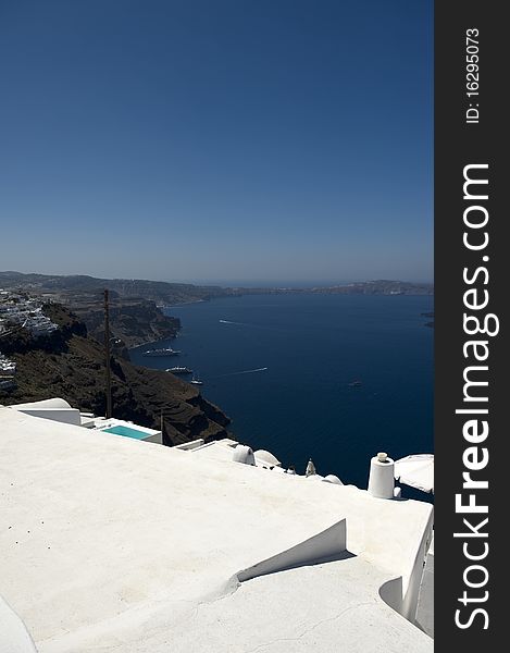 Gorgeous view of romantic Santorini's coast. Greece.