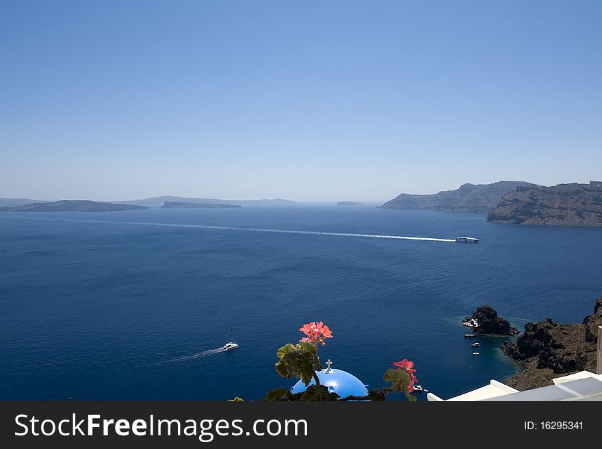 Gorgeous view of romantic Santorini's coast. Greece.