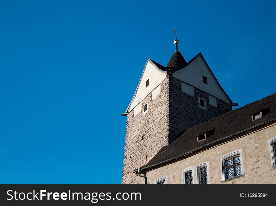 Tiled roofs against the sky