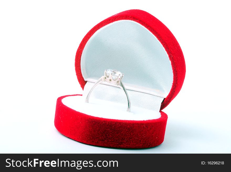 Diamond wedding ring in a red box