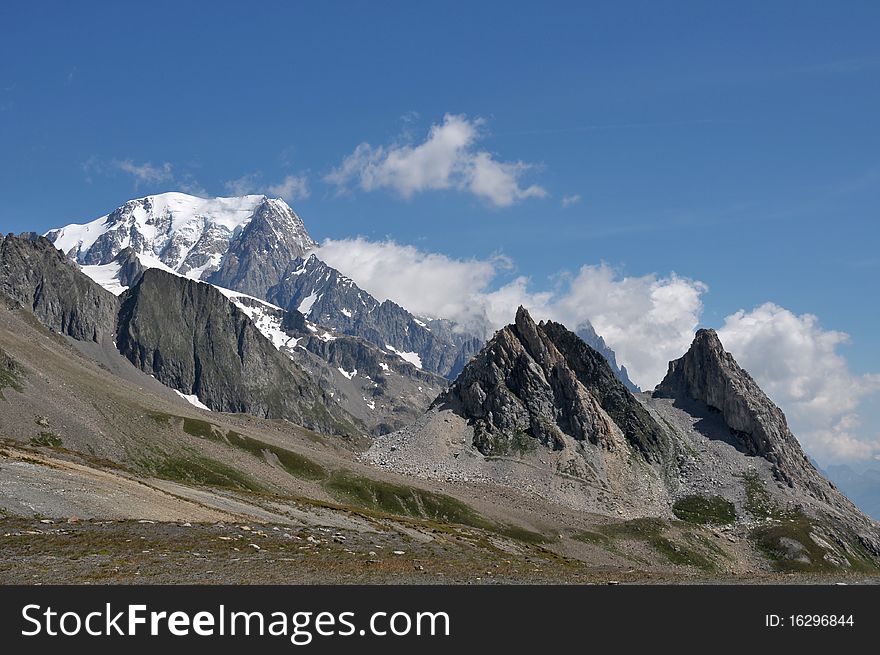 View of beautiful ridge in Alps mountains, Italy.