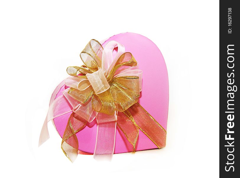 Pink box with a gold bow