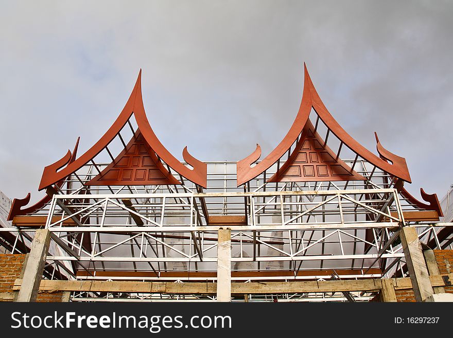 The building is applied from thai style construction made of synthetic wood and metal frame. The building is applied from thai style construction made of synthetic wood and metal frame.