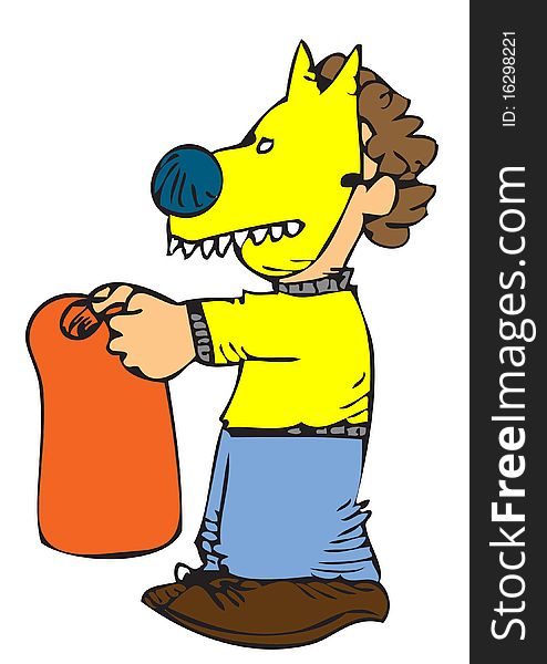 Cartoon of a child wearing a dog costume