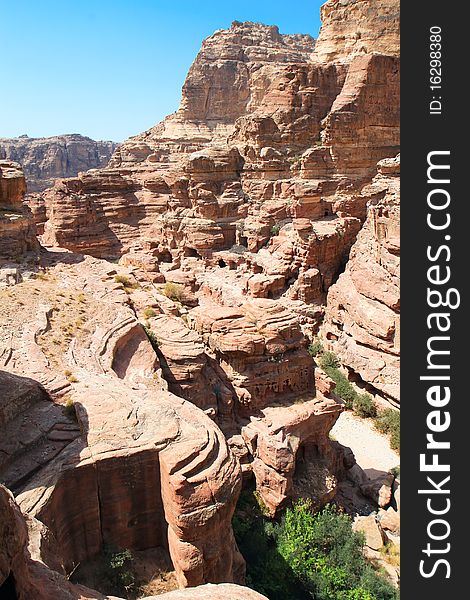 Striking view of fertile Wadi Siyagh, Petra, Jorda