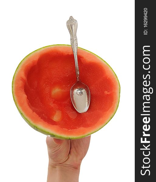 Cut Watermelon With Spoon