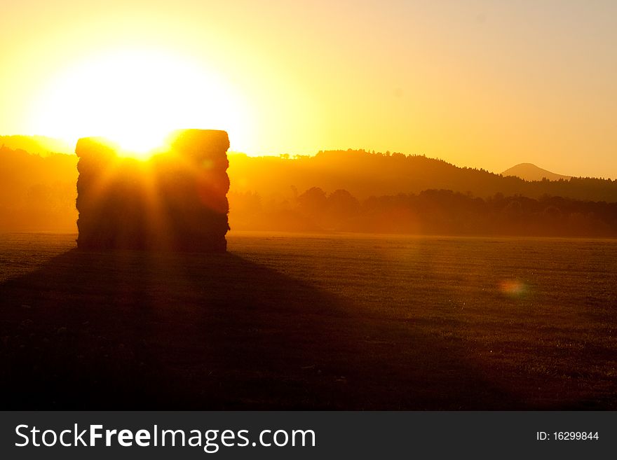 Haystack At Sunset