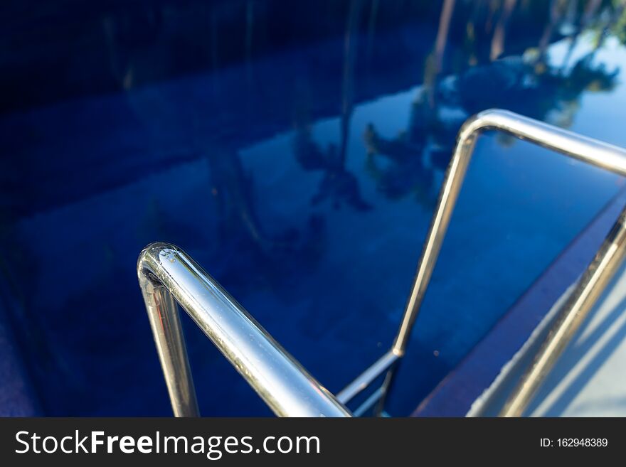 Grab bars stainless in the pool
