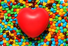 Soft Red Heart Over Candy Background Stock Photo Soft Red Heart Over Candy Background Stock Photo