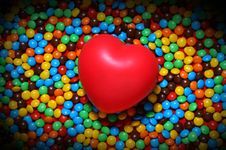 Soft Red Heart Over Candy Background Stock Photography Soft Red Heart Over Candy Background Stock Photography