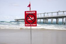 Danger Beach Closed Royalty Free Stock Photography Danger Beach Closed Royalty Free Stock Photography