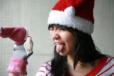 Asian Girl Playing With A Puppet Stock Image