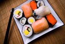 Assorted Sushi On Plate Stock Photography
