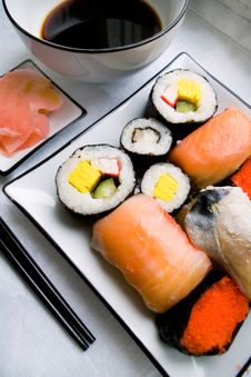 Assorted Sushi On Plate Royalty Free Stock Photo Assorted Sushi On Plate Royalty Free Stock Photo