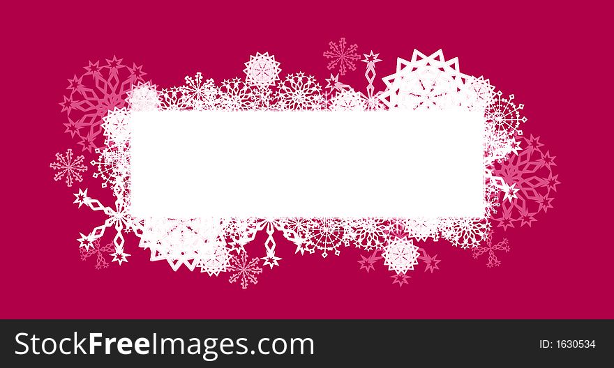 Computer generated crimson christmas card with snow