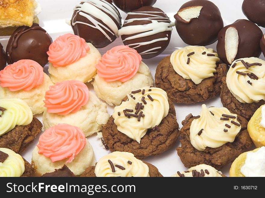 A tray of home-made cookies and candy. A tray of home-made cookies and candy.