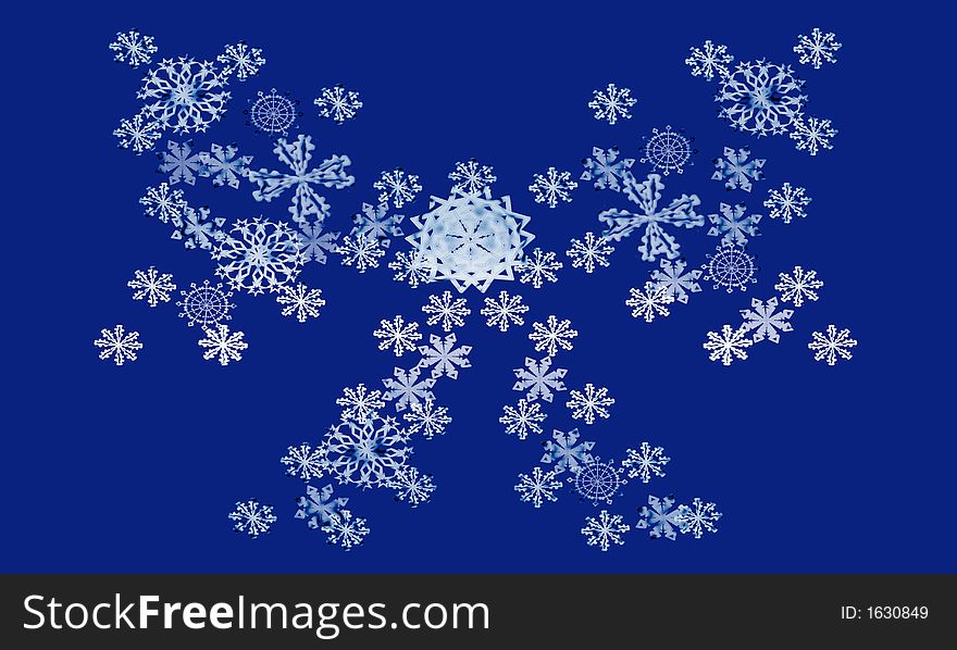 Computer generated illustration of  chrismas card with snowflakes bow