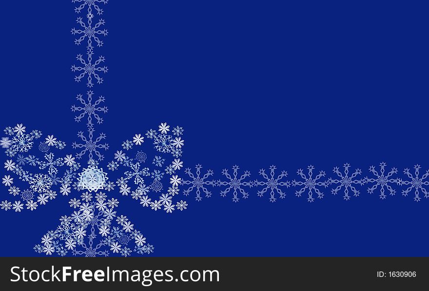 Computer generated illustration of  snowflakes bow