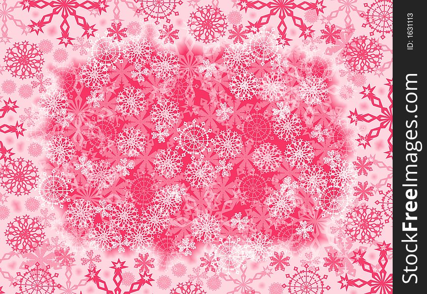 Crimson background with snowflakes