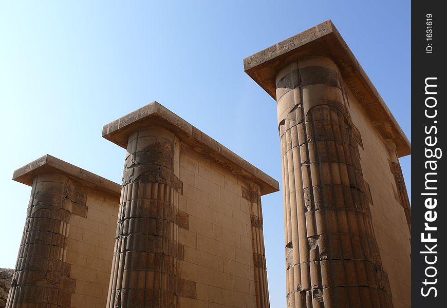 Columns in temple ruins, Saqqara, Giza. Columns in temple ruins, Saqqara, Giza