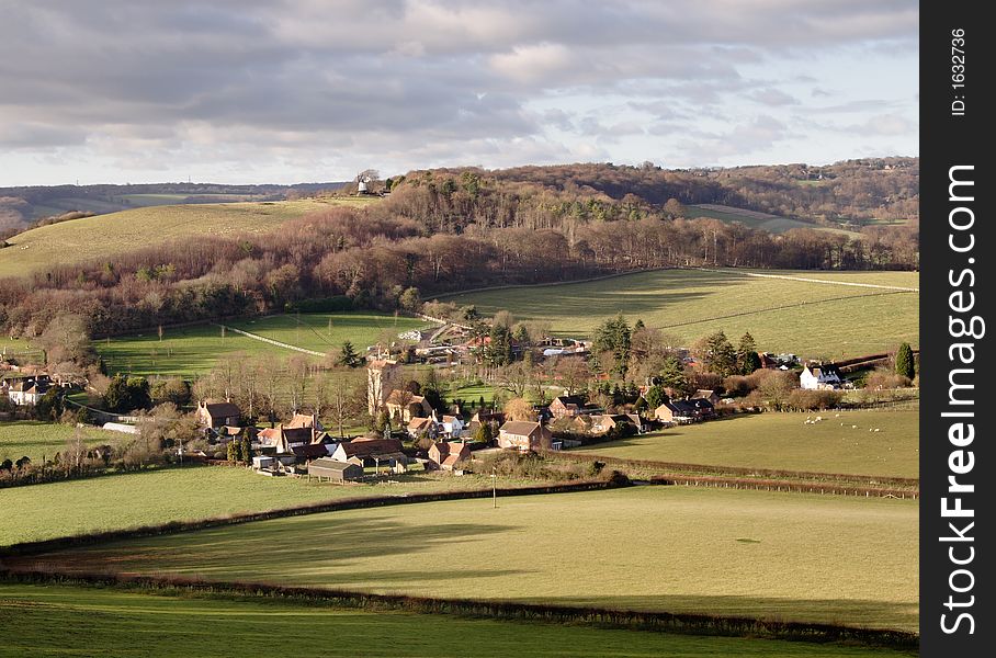 Landscpae of an English Village basking in the Winter Sunshine. Landscpae of an English Village basking in the Winter Sunshine