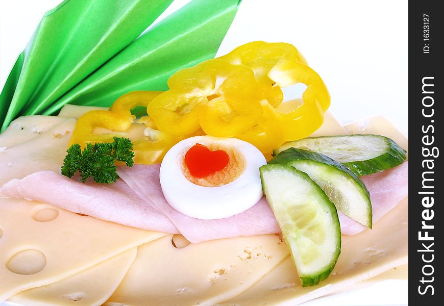 Diet plate ham cucumber and egg