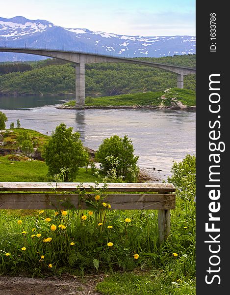 Bridge in Norway at summertime (north of the Polar Circle)