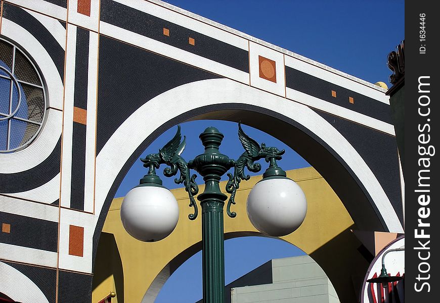 Architectural detail shopping center, San Diego