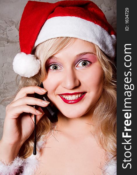 Beauty Santa With Mobile