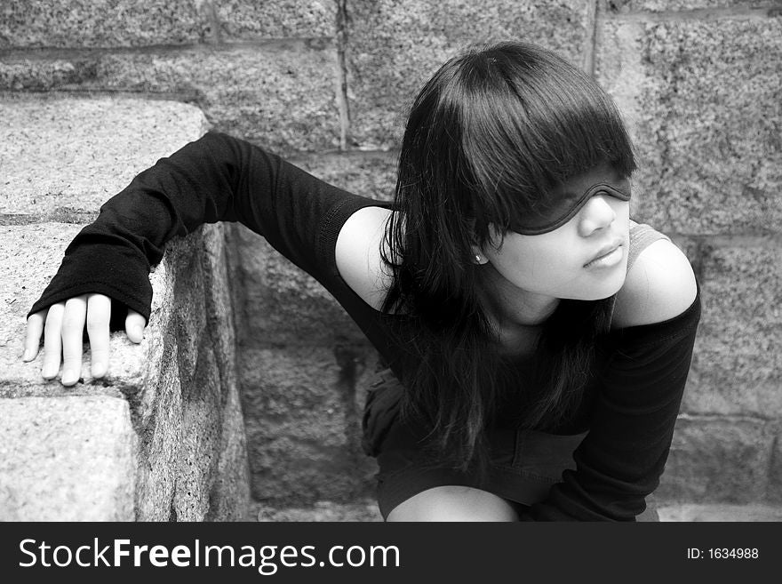Asian Girl Wearing Blindfold Free Stock Images And Photos 1634988