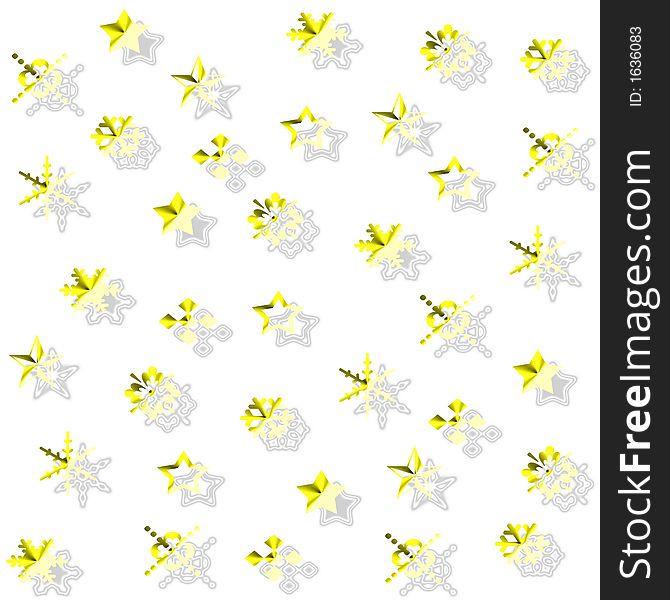 Golden star and snowflake background. Golden star and snowflake background