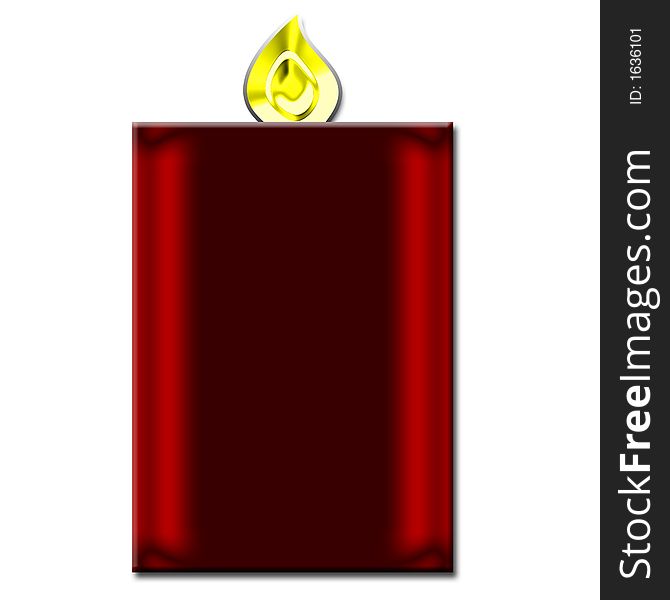 A red candle with a golden flame. A red candle with a golden flame