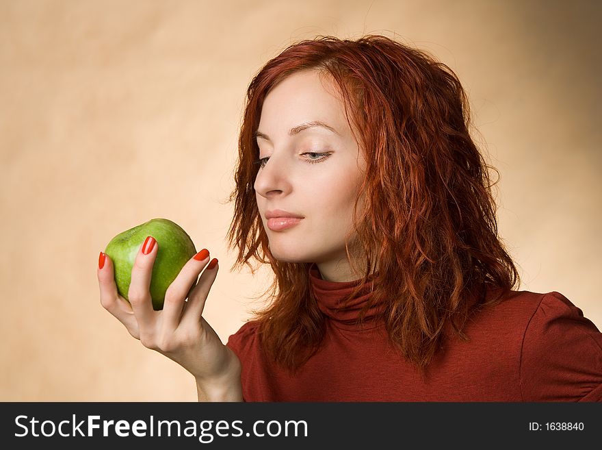 Woman with apple