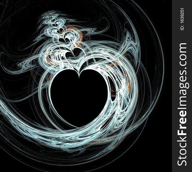 Abstractly spiral image of heart with effect of a luminescence of lines. Abstractly spiral image of heart with effect of a luminescence of lines