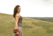 Female Standing On The Hill Stock Images Female Standing On The Hill Stock Images