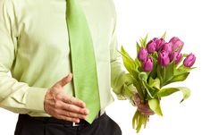 Man Holding Flowers Royalty Free Stock Image Man Holding Flowers Royalty Free Stock Image