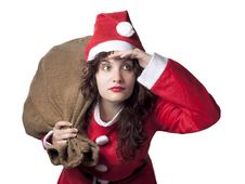 Santa Woman Searching Royalty Free Stock Image Santa Woman Searching Royalty Free Stock Image